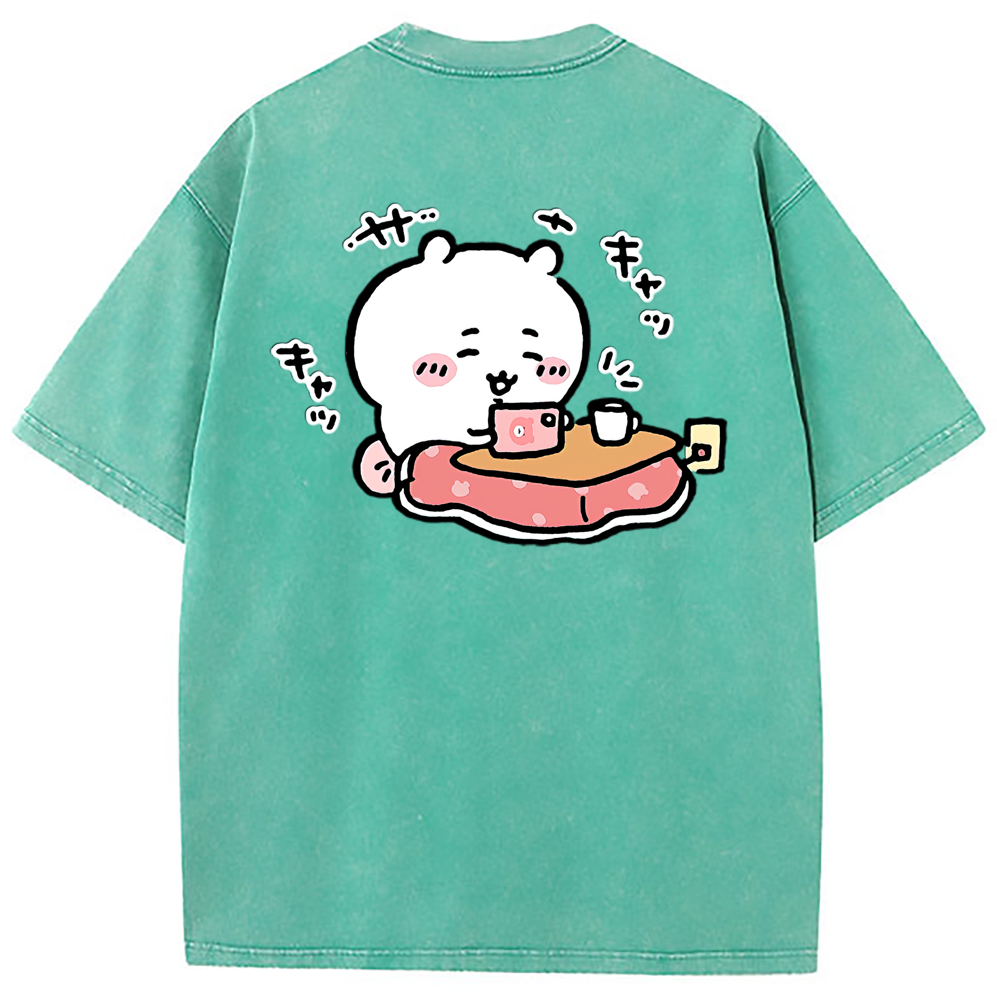 （画像用） ちいかわ ちいかわ Chii-kawa chiikawa 綿100% ヴィンテージ風 半袖Tシャツ（背面プリント）